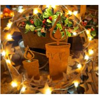 2Er Set Edelrost Kerzen Zum Stellen Advent Gartendeko Deko Rostige Dekoration Adventsgesteck Weihnachten Metall Kerze von Bornhoeft