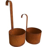 2Er Set Gartendeko Rost Blumentopf Hängend - Deko Hängetopf Aus Metall Zum Bepflanzen Oder Dekorieren Rostige Gartendekoration von Bornhoeft