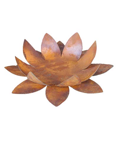 Bornhöft Blüte Lotus, Naturrost Ø 50cm H: 15cm Dekoblume Metallblüte Windlicht Edelrost rostige Gartendekoration von Bornhöft