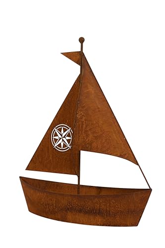 Bornhöft Edelrost Schiff zum bepflanzen Gartendeko 46cm x 40cm rostige Garten Deko Teich Angler Maritime Dekoration (46cm) von Bornhöft