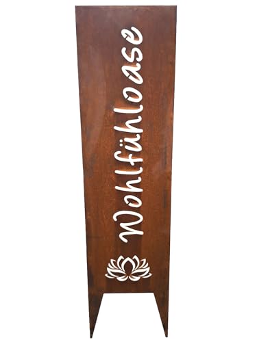 Bornhöft Gartenschild Sichtschutz Edelrost 'Wohlfühloase' 116 cm x 2 cm Metall Stecken Rustikal Bornhöft Gartenschild Sichtschutz Edelrost 'Wohlfühloase' 116 cm x 2 cm Metall Stecken Rustikal von Bornhöft