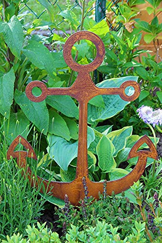 Bornhöft Gartenstecker Anker Metall Rost Gartendeko Edelrost Groß rostig (45cm x 37cm klein) von Bornhöft