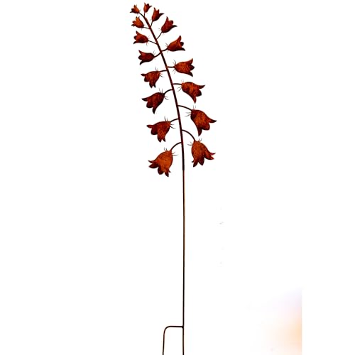 Bornhöft Gartenstecker Glockenblume aus Edelrost Metall Rost Gartendeko Edelrost rostiger Beetstecker 116cm für den Garten von Bornhöft
