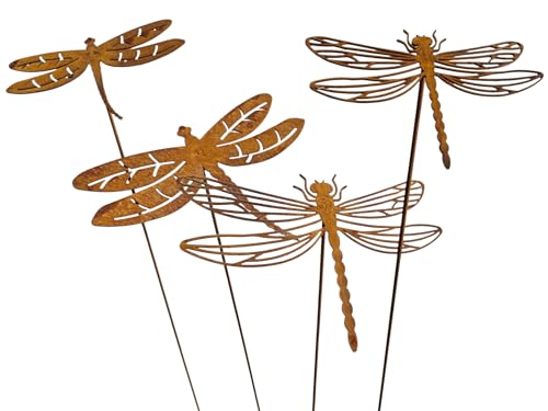 Bornhöft Gartenstecker Libellen, 4er Set, Rostoptik Metall, Gartendekoration aus Edelrost Metall Eisen Beetstecker Bornhöft Gartenstecker Libellen, 4er Set, Rostoptik Metall, Gartendekoration aus Edelrost Metall Eisen Beetstecker von Bornhöft