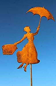 Bornhöft Gartenstecker Mary Poppins Metall Rost Gartendeko Edelrost rostiger Beetstecker (118cm) von Bornhöft