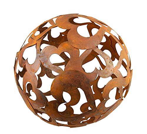 Kugel mit Herzen 30 cm Edelrost Gartendeko Wetterfest Rost Ball Herzkugel Gartenkugel rostige Dekoration Herz von Bornhöft