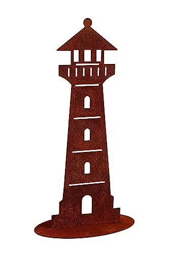 Bornhöft Rostige Gartenfigur Edelrost Leuchtturm - Einzigartige Dekoration für Ihren Außenbereich 58cm Maritime Dekoration Teich rostige Gartendeko von Bornhöft