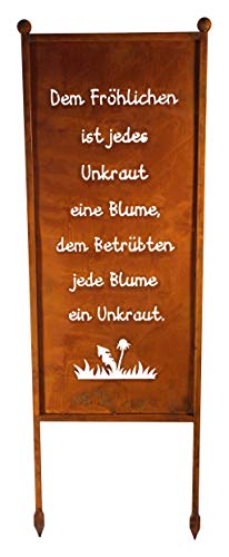 Bornhöft Schild/Spruchtafel Gartenschild Edelrost Rost zum Einstecken rostige Gartendeko (Dem Fröhlichen ist jedes Unkraut eine Blume den Betrübten Jede Blume EIN Unkraut) von Bornhöft