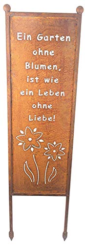 Bornhöft Schild/Spruchtafel Gartenschild Edelrost Rost zum Einstecken rostige Gartendeko (EIN Garten ohne Blumen ist wie EIN Leben ohne Liebe) von Bornhöft