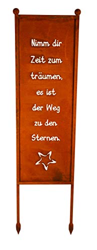 Bornhöft Schild/Spruchtafel Gartenschild Edelrost Rost zum Einstecken rostige Gartendeko (Nimm dir Zeit zum träumen es ist der Weg zu den Sternen) von Bornhöft