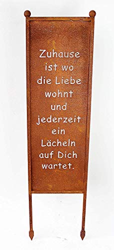 Bornhöft Schild/Spruchtafel Gartenschild Edelrost Rost zum Einstecken rostige Gartendeko (Zuhause ist wo die Liebe wohnt und jederzeit EIN lächeln auf Dich wartet) von Bornhöft