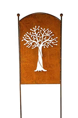 Schild Gartenschild Edelrost Rost zum Einstecken rostige Gartendeko Lebensbaum Baum Dekoration Beetstecker Gartenstecker Rost von Bornhöft
