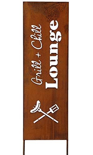 Bornhöft Schild Spruchtafel Gartenschild Edelrost rostige Gartendeko 115cm Edelrost (Grill & Chill) von Bornhöft