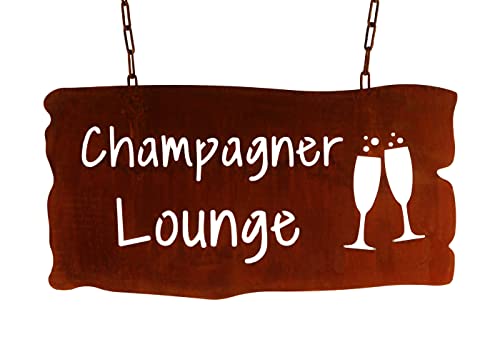 Bornhöft Schild Spruchtafel rostiges Gartenschild Edelrost Rost zum hängen Gartendeko Champagner Lounge von Bornhöft