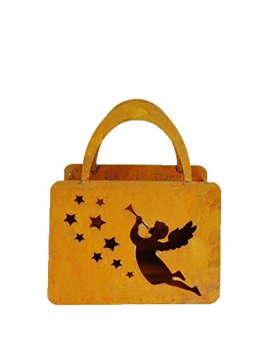 Bornhöft Tasche zum Bepflanzen Windlicht Beetdeko Metall Rost Gartendeko 27cm x 32cm Edelrost rostige Deko für den Garten (Sterne) von Bornhöft