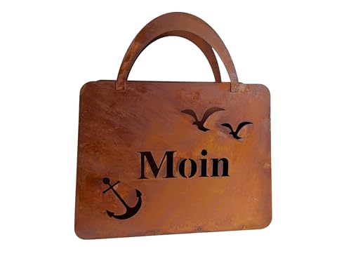 Bornhöft Tasche zum Bepflanzen Windlicht Beetdeko Metall Rost Gartendeko 40cm x 44cm XXL Edelrost rostige Deko für den Garten Moin von Bornhöft