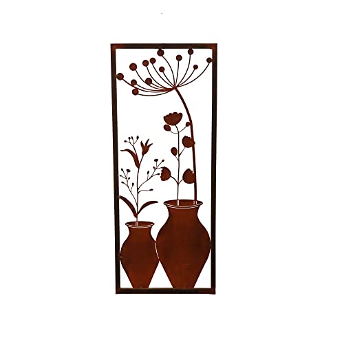 Bornhöft Wandbild Edelrost Doppelvase Blumen Edelrostblume Metallblume Blume Rost Garten Metall Blumen Vase Deko Dekoration Wandtatoo von Bornhöft