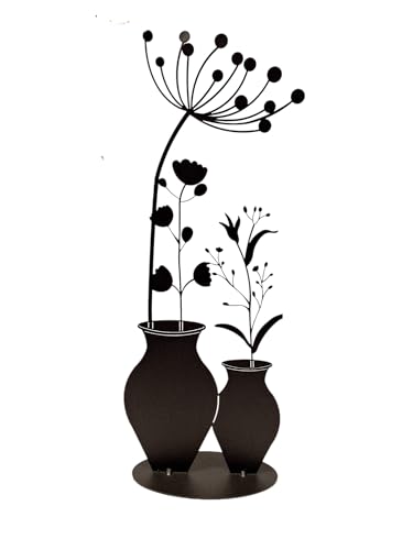 Edelrost Doppelvase Blumen Edelrostblume Metallblume Blume Rost Garten Metall Blumen Vase Deko Dekoration (Schwarz beschichtet) von Bornhöft