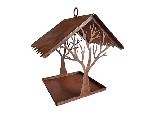 Edelrost Garten Deko Windlicht Vogelhaus Gartendekoration Dekorieren rostige Dekoration Landhaus Vogelfutterhaus Futterstation (Rostbraun Baum) von Bornhöft