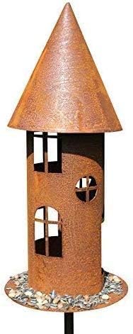 Edelrost Garten Deko Windlicht Vogelhaus Naturrost rostige Dekoration Gartenstecker Beetstecker Topfstecker Landhaus Kerzenhalter Vogelfutterhaus rund auf Platte Futterhaus von Bornhöft