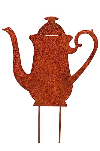 Bornhöft Gartendekoration Kaffeekanne Tee Teekanne aus Edelrost Rost Metall Gartendeko Edelrostoptik Gartenstecker Beetstecker Topfstecker von Bornhöft