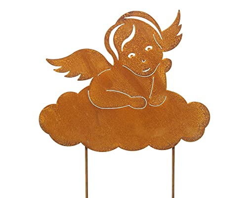 Bornhöft Gartenstecker Engel auf Wolke aus Edelrost Metall Rost Gartendekoration Weihnachten rostige Gartendekoration 30cm von Bornhöft
