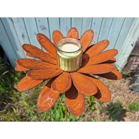 Gartenstecker Metall Blume Rost Gartendeko Rostige Dekoration Edelrost Beetstecker Topfstecker Für Zb. Teelicht von Bornhoeft