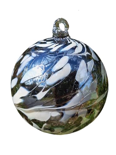Glas-Hängedekoration, Braun Weiß mit Silber Metalik Effekt Kugel für Garten oder Fenster Kugel zum hängen Glaskugel Ornament Fensterdekoration mundgeblasenes Kristallglas Durchmesser ca. 15 cm von Bornhöft