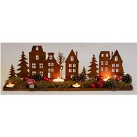 Lichterhäuser Windlicht Gartendeko Deko Kerzenhaus Häuserzeile Rostige Fenster Dekoration Tablett Kerzen Fensterbank Edelrost von Bornhoeft