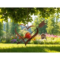 Meisenknödel Halter Aus Edelrost Metall Gartendeko Rostiger Futterstation Vögel Garten Dekoration Herz Mit Pfeil von Bornhoeft