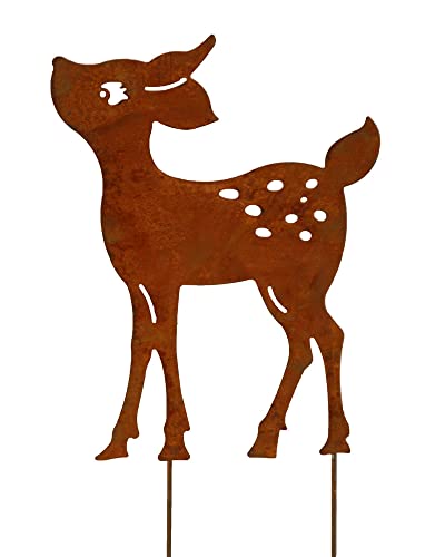 Bornhöft REH Bambi Hirsch Edelrost rostige Gartendekoration Gartendeko Gartenstecker 40cm Wald Rehkitz von Bornhöft