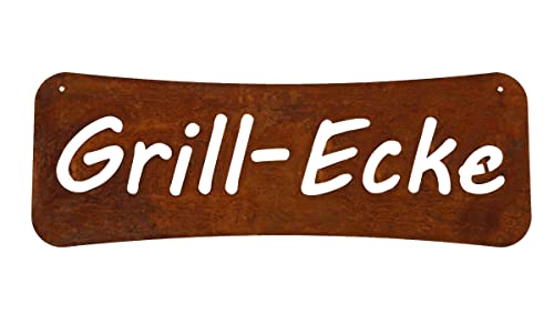 Schild Spruchtafel rostiges Gartenschild Edelrost Rost zum hängen Gartendeko Grill Ecke Garten Terrasse Balkon von Bornhöft