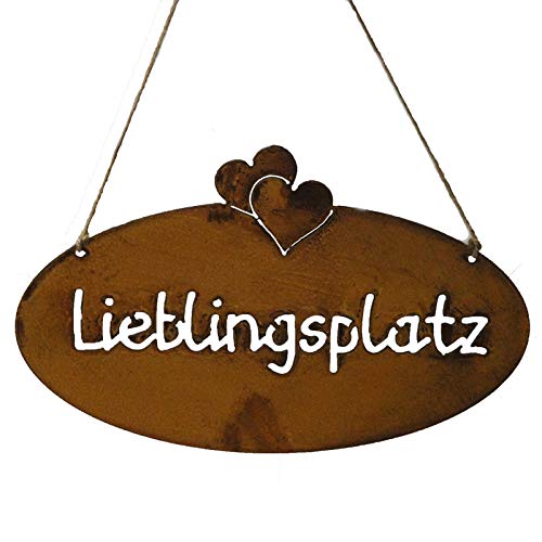 Bornhöft Schild Spruchtafel rostiges Gartenschild Edelrost Rost zum hängen Gartendeko Lieblingsplatz von Bornhöft