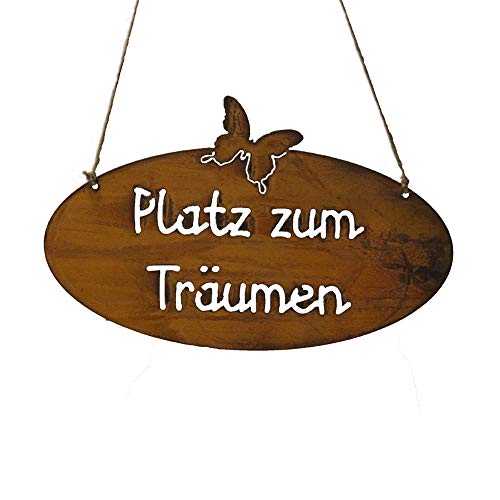 Schild Spruchtafel rostiges Gartenschild Edelrost Rost zum hängen Gartendeko Platz zum Träumen Oval (Platz zum Träumen) von Bornhöft
