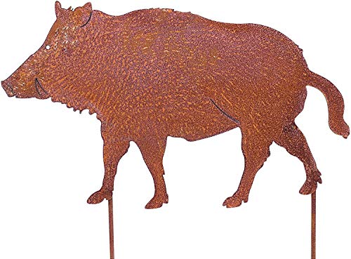 Wildschwein Frischling Model Boris Edelrost rostige Gartendekoration Gartenstecker Gartendeko 55cm von Bornhöft