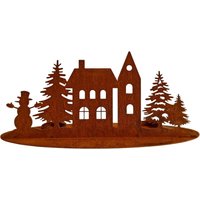 Winterlandschaft Windlicht Gartendeko Deko Kerzenhaus Häuserzeile Rostige Fenster Dekoration Tablett Kerzen Fensterbank Edelrost von Bornhoeft