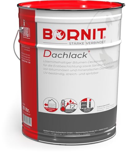 BORNIT - Dachlack Bitumen-Dachanstrich | Sanierung | Dach- u. Schweißbahnen - Größe: 10 L von BORNIT