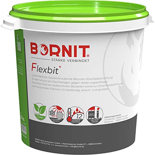 Bornit - Flexbit Bitumen-Latex-Beschichtung | lösemittelfrei | Flachdach | Hochflexibel und wasserdicht! - Größe: 10 L von BORNIT