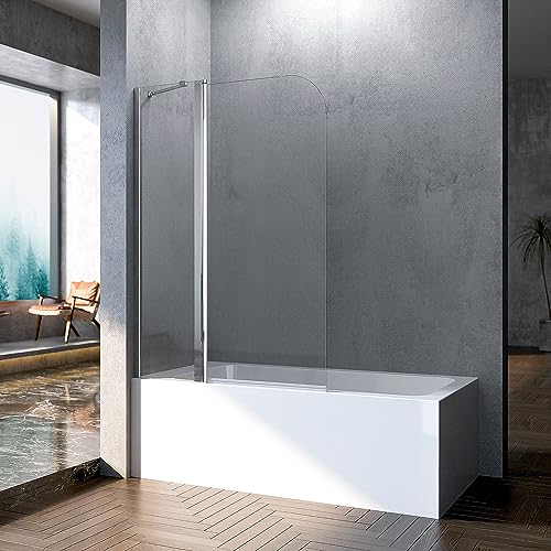 Boromal 100x140cm Duschwand für Badewanne Drehtür Duschtrennwand Duschabtrennung mit 6mm Nano Easy Clean Glas von Boromal