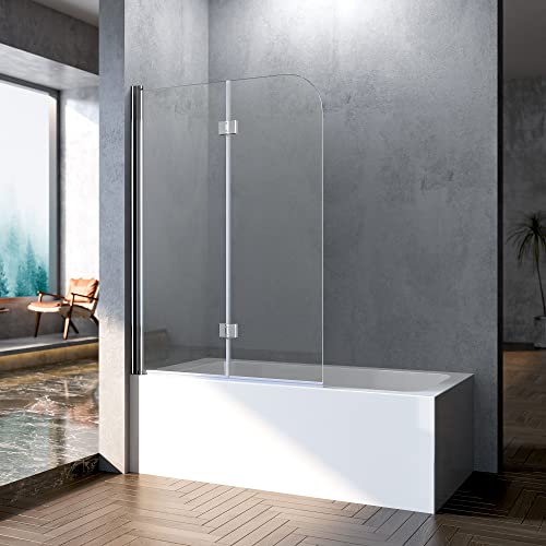 Boromal 110x140cm Duschwand für Badewanne 2-teilig Faltbar Duschtrennwand Badewannenaufsatz Duschabtrennung mit 6mm Nano Easy Clean Glas von Boromal