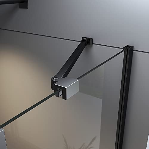 Boromal 50cm Haltestange für Duschwand Schwarz Stabilisator Haltestange mit Winkel Flexibel 180° Drehbar für Glasstärke 6-8mm Stabilisierungsstange für Dusche Walk-in Duschwände von Boromal