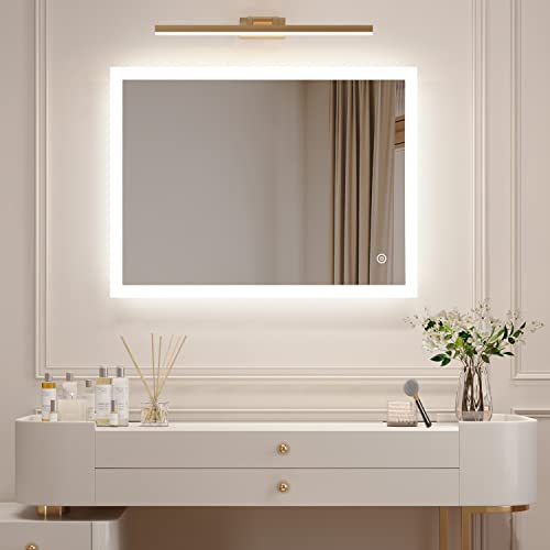 Boromal Badezimmerspiegel mit Beleuchtung 50x70cm Badspiegel mit Beleuchtung 3 Lichtfarbe Dimmbar 3000-6500K kaltweiß Neutral Warmweiß Wandspiegel Lichtspiegel LED Spiegel mit Touch Schalter von Boromal