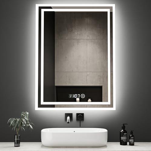 Boromal Badspiegel mit Beleuchtung 50x70cm Badezimmerspiegel mit Beleuchtung Badspiegel mit Uhr 3 Lichtfarbe Dimmbar 3000-6500K 2470LM Wandspiegel Lichtspiegel LED Spiegel mit Uhr, Touch Schalter Boromal Badspiegel mit Beleuchtung 50x70cm Badezimmerspiegel mit Beleuchtung Badspiegel mit Uhr 3 Lichtfarbe Dimmbar 3000-6500K 2470LM Wandspiegel Lichtspiegel LED Spiegel mit Uhr, Touch Schalter von Boromal