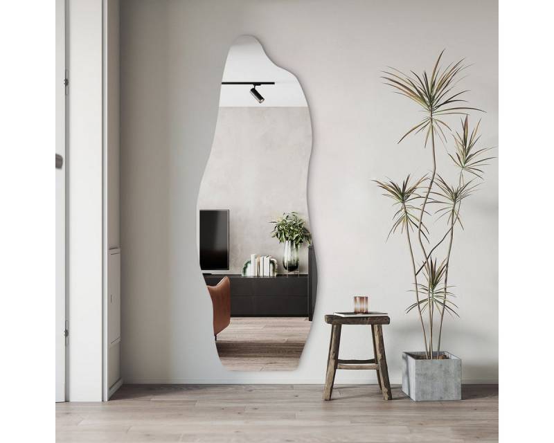 Boromal Dekospiegel groß 165x60cm Ganzkörperspiegel für Flur Wohnzimmer Schlafzimmer (Wandspiegel Flur gross, Rahmenlos, Asymmetrisch Spiegel), 5mm HD Glas von Boromal