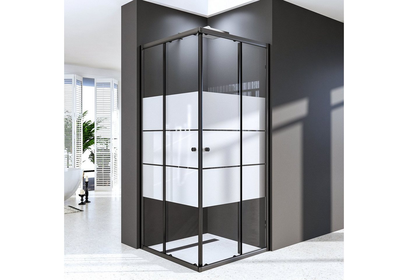 Boromal Dusch-Doppelschiebetür 75x75x185cm Duschkabine Schiebetür Eckeinstieg Duschtür 5mm ESG Glas, 75x185 cm, Einscheibensicherheitsglas, Hochwertiges Rollensystem von Boromal