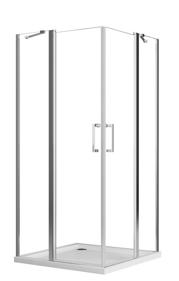 Boromal Dusch-Pendeltür Eckeinstieg Duschkabine 80x90cm Pendeltür 6mm ESG mit Nano 185H, 80x185 cm, Einscheibensicherheitsglas, Die Duschkabine kann Links sowie auch Rechts montiert werden von Boromal