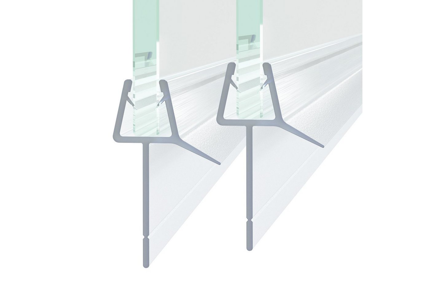 Boromal Duschdichtung 2 Stück Wasserabweiser Ersatzdichtung für 5/6/7/8mm Glas Duschtür, L: 100 cm, (Schwallschutz für Glastür, 2-St., gerade Glastür), mit zwei Lippen zur unteren Abdichtung von Boromal