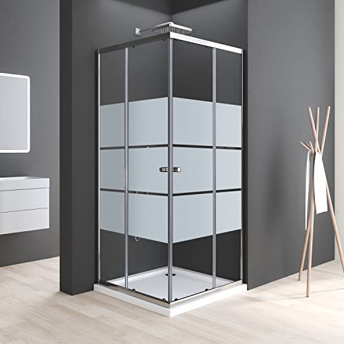 Boromal Duschkabine 75x75cm Milchglas Eckeinstieg Schiebetür 6mm ESG Glas Duschabtrennung Dusche Duschwand Höhe 185cm von Boromal