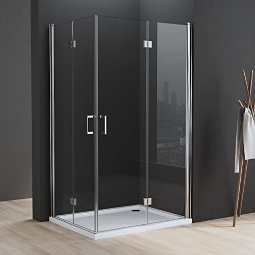 Boromal Duschkabine Drehfalttür 120 x 90 x 195 cm Eckeinstieg Falttür 6mm NANO Beschichtung ESG Glas 180º Falttürkabine Duschabtrennung Dusche Duschwand von Boromal