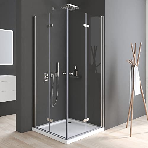 Boromal Duschkabine Drehfalttür 80 x 80 x 185 cm Eckeinstieg Falttür 6mm ESG Glas 180º Falttürkabine Duschabtrennung Dusche Duschwand von Boromal